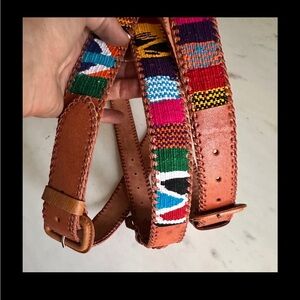Genuine Leather Guatemalan Multi Color Woven Belt